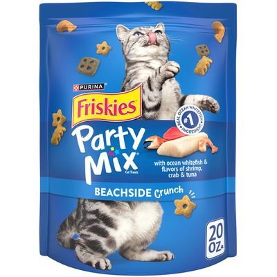 * Purina Friskies Party Mix EXTRA LARGE Pouch Adult Cat Treats, 20 oz. EXTRA LARGE Pouch - BEACHSIDE CRUNCH (20 oz.)