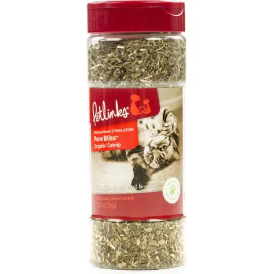 Petlinks Pure Bliss Organic Catnip, Shaker Canister - 2.0 Ounces; Style: Pure Bliss Catnip, Canister; Size: 2 Ounce