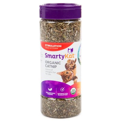 **SmartyKat Catnip 100% Organic Catnip, For Cats, 100% Certified Organic, Natural, Pure, Potent Shaker Canister - 2 Ounces