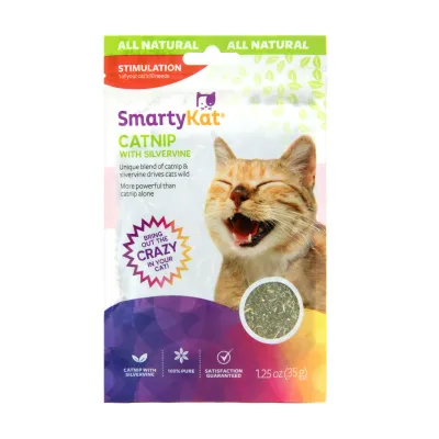 **SmartyKat Catnip &amp; Silvervine Blend for Cats &amp; Kittens, Resealable Pouch - 1.25 Ounce; Style: CATNIP &amp; SILVERVINE
