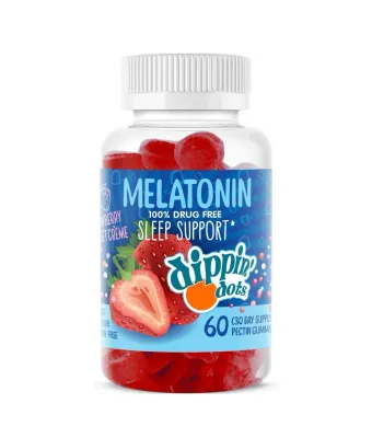 ( 60) Dippin&#39; Dots - Melatonin Sleep Support Gummies 60 Count Strawberry Sunset Creme Flavor Chews |2.5mg Per Gummy Sleep Supplement for Children &amp; Adults |Supplement for Faster &amp; Longer Sleep-11/2025