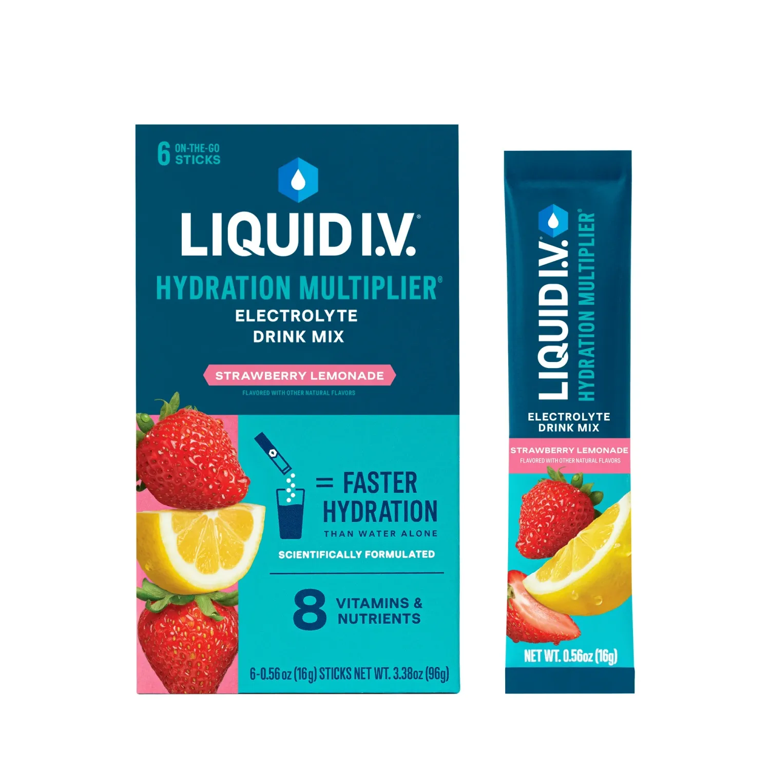 ( 6)) Liquid I.V.® Strawberry Lemonade Hydration Multiplier® Powdered Electrolyte Drink Mix, 6 Count Packets - (works out as $12 per packet)