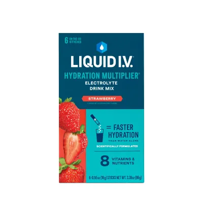 Liquid I.V.® Hydration Multiplier, Strawberry, 6 Ct, Electrolyte Powder Packet Drink Mix - (works out as $20 per packet)