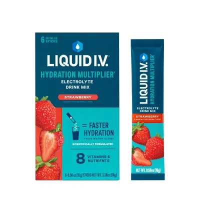 Liquid I.V.® Hydration Multiplier, Strawberry, 6 Ct, Electrolyte Powder Packet Drink Mix - (works out as $20 per packet)