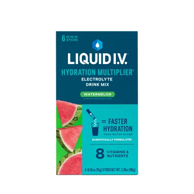 Liquid I.V.® Watermelon Hydration Multiplier® Powdered Electrolyte Drink Mix, 6 Count Packets - (works out as $20 per packet)