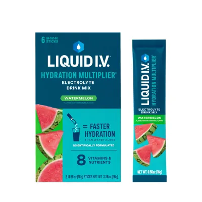 Liquid I.V.® Watermelon Hydration Multiplier® Powdered Electrolyte Drink Mix, 6 Count Packets - (works out as $20 per packet)