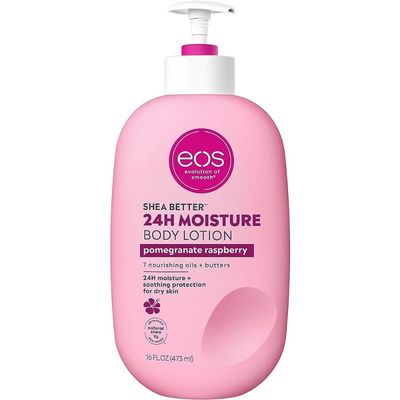 eos Shea Better Body Lotion- Pomegranate Raspberry, 24-Hour Moisture Skin Care, Lightweight &amp; Non-Greasy, Made with Natural Shea, Vegan, 16 fl oz