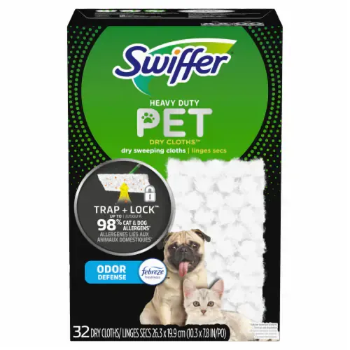 ( 32) ​Swiffer Sweeper Pet Heavy Duty Dry Multi-Surface Cloth Refills for Floor Sweeping and Cleaning, Febreze Freshness, 32 count