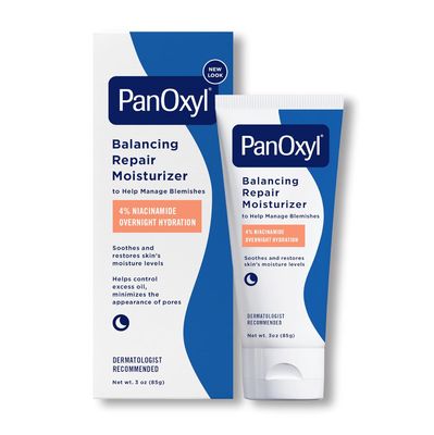 (1) PanOxyl PM Balancing Repair Moisturizer with Niacinamide, Ceramides and Cica, Hydrating Face Moisturizer, Acne Prone Skin and Dry Skin, Non-Comedogenic Night Face Moisturizer, 3 oz