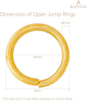 ( 1) 1 PC - BEADNOVA 5mm Jump Rings for Jewelry Making Gold Open Jump Rings for Earrings and Keychains - SOLD SINGLY (1 PC); Size: 5mm; Color: 1pc (1 SINGLE PIECE) (1 JUMP RING) - (EACH) - 1PC