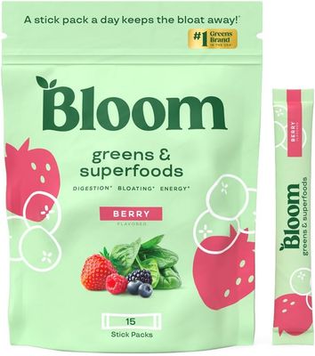 Bloom Nutrition Superfood Greens Powder 1 STICK TUBE, Digestive Enzymes with Probiotics & Prebiotics, Gut Health, Bloating Relief for Women, Chlorella, Green Juice Mix, Berry (SINGLE)- EXP 12/25 Bloom Nutrition Superfood Greens Powder 1 STICK TUBE, Digestive Enzymes with Probiotics & Prebiotics, Gut Health, Bloating Relief for Women, Chlorella, Green Juice Mix, Berry (SINGLE)- EXP 12/25