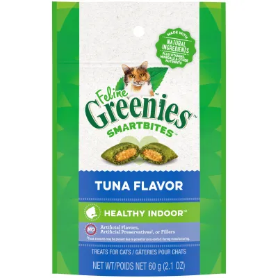 Feline Greenies SMARTBITES Healthy Indoor HAIRBALL, Chicken and Tuna Flavors; Size: 2.1 Ounce