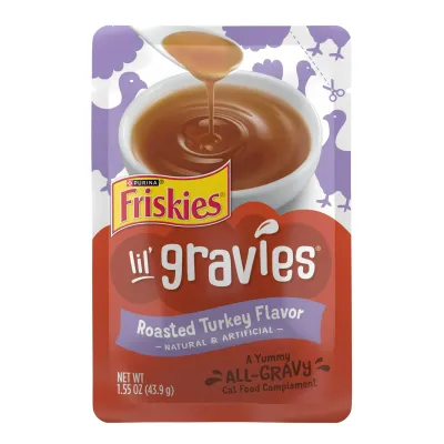 ( 1)) Purina Friskies Lil&#39; Gravies Roasted Turkey Flavor Cat Food Lickable Cat Treats - (SINGLE POUCH) 1.55 oz. Pouch - ONE POUCH (EACH) / (SINGLE) / (SOLD INDIVIDUALLY) - EXPIRY: END DEC 2025