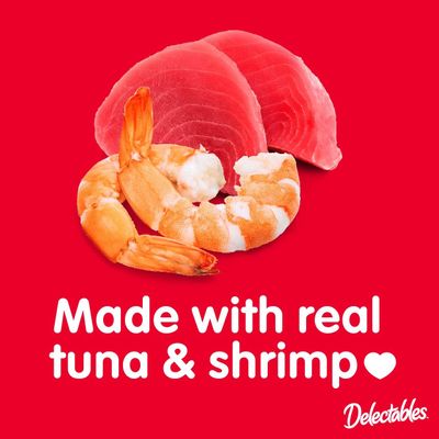 Delectables Bisque Lickable Wet Cat Treats - Tuna &amp; Shrimp - 5 POUCHES - (1 SET OF 5 POUCHES); Flavor Name: Tuna &amp; Shrimp - 5 POUCHES - (works out as TTD $9.00 PER POUCH)- Expiry: OCTOBER.15.2025