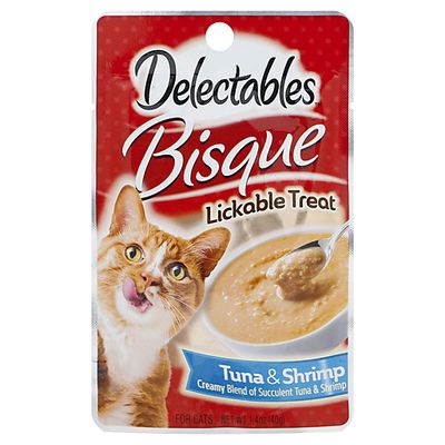 Delectables Bisque Lickable Wet Cat Treats - Tuna &amp; Shrimp - 5 POUCHES - (1 SET OF 5 POUCHES); Flavor Name: Tuna &amp; Shrimp - 5 POUCHES - (works out as TTD $9.00 PER POUCH)- Expiry: OCTOBER.15.2025