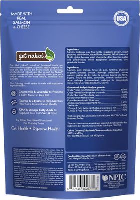 Get Naked Cat Calming Treats Salmon &amp; Cheese Flavor, Crunchy, Calming Health, 2.5-oz Bag