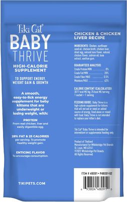 Tiki Cat Baby Thrive, Chicken &amp; Chicken Liver Mousse, 5.6 oz. Pouch (20 Individual Servings)