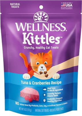 *Wellness Kittles Crunchy Natural Grain Free Cat Treats, Tuna &amp; Cranberries Recipe, All Life Stages, 6-Ounce Bag - MEGA Pouch 6 oz.