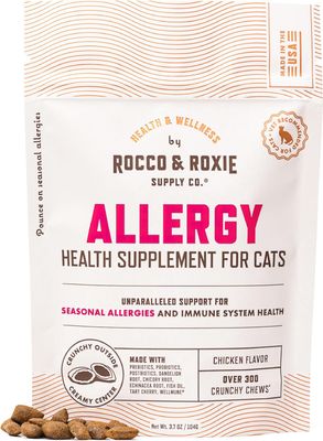 Rocco &amp; Roxie Allergy Relief for Cats, Cat Supplements &amp; Vitamins, Probiotics to Support Gut Health, Fish Oil for Skin, Sneezing &amp; Itching from Seasonal Allergies, Tart Cherry Immune System Support