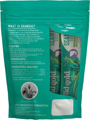 Solid Gold SeaMeal Squeeze TUNA Lickable Cat Treat with Seaweed for Skin, Coat, Digestive &amp; Immune Health - Natural, Holistic, Grain-Free (4 Squeezes) (NOW $12.75 per tube) - Expiry: 21.DEC.2025