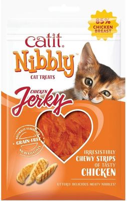 * Catit Nibbly Jerky Cat Treats, Chicken Recipe - Grain-Free Cat Treat White 1.06 Ounce (Pack of 1)