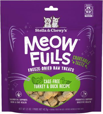 * Stella &amp; Chewy's Meowfulls Freeze Dried Cat Treats Turkey &amp; Duck Recipe, 1.5 oz Bag