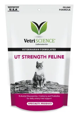 * VetriScience UT Health Chews, UT Strength Cranberry and D-Mannose Bladder & Urinary Tract Supplement for Cats, With Bromelain and Probiotics, Chicken, 60 Count * VetriScience UT Health Chews, UT Strength Cranberry and D-Mannose Bladder & Urinary Tract Supplement for Cats, With Bromelain and Probiotics, Chicken, 60 Count