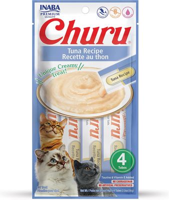INABA Churu TUNA Recipe Lickable Purée Natural Cat Treats 4 Tubes (works out as $13.75 per tube)