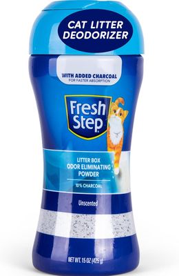 *Fresh Step Cat Litter Box Odor Eliminating Powder with Charcoal, Unscented Cat Odor Eliminator for Home, Odor Absorber Cat Litter &amp; Housebreaking Supplies, 15 Ounce