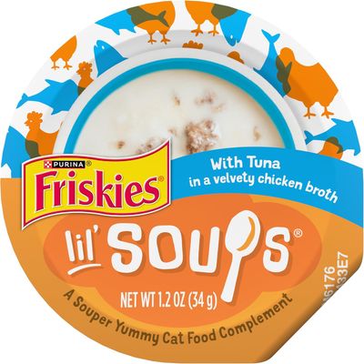 Purina Friskies Natural, Grain Free Wet Cat Food Complement, Lil' Soups; TUNA in Chicken Broth - TTD $166.00 (works out as $20.75 per tub - NOT sold individually)