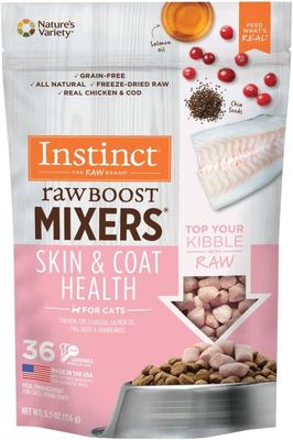 Instinct Raw Boost Mixers, Freeze Dried Cat Food Toppers with Functional Ingredients, Grain Free, Real Chicken - Skin &amp; Coat Health, 5.5 oz Bag