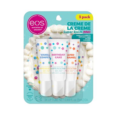 ((1)) * eos 24H Moisture Super Balm MINIS- Crème de la Crème, Limited-Edition Lip Mask, Variety Pack, 0.169 fl oz, 3-Pack - LIMITED EDITION