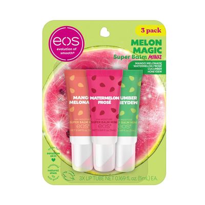 ((1)) * eos 24H Moisture Super Balm Minis- Melon Magic, Limited-Edition Lip Mask, Variety Pack, 0.169 fl oz, 3-Pack - LIMITED EDITION