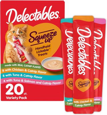 Delectables Squeeze Up CATNIP Variety Pack, Interactive Lickable Wet Cat Treat, 20 Count; Flavor Name: Catnip - (works out as $10.00 per tube)