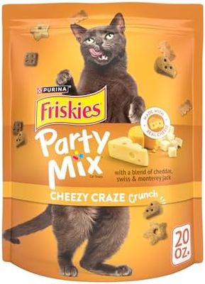 * Purina Friskies Party Mix EXTRA LARGE Pouch Adult Cat Treats, 20 oz. EXTRA LARGE Pouch - Cheezy Craze Crunch - 20 oz. Pouch