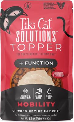 Tiki Cat Solutions Topper, + Function - Mobility, Chicken Recipe in Broth, 1.5 oz. Pouch (12 Count)