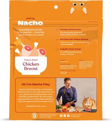* Made by Nacho Freeze-Dried Chicken Breast Meal Topper, Cat Food Topper or Treat, High Protein, Pure Chicken Ingredients, Premium Cage-Free Chicken Breast, Dry Cat Food Crunchy Texture, 3.5 oz.