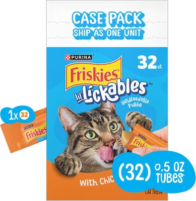 Purina Friskies Lil’ Lickables with Chicken Lickable Cat Treats - 16 oz (Pack of 32) - (works out as $11.25 per tube)