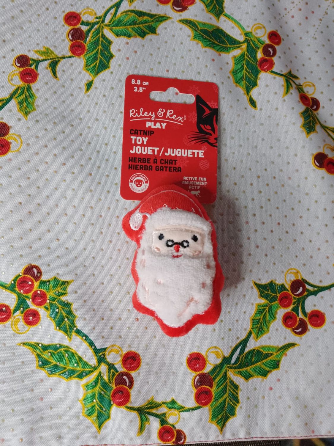 ( 1) Christmas RILEY &amp; REX Play Santa Catnip Toy (Batting Cat Toy)
