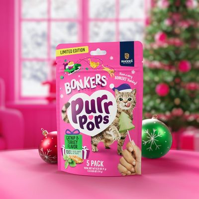 ( 1) Bonkers Purrpops Xmas Limited Edition Christmas Trees Freeze-Dried Catnip &amp; Turkey Flavored Lollipop Cat Treats, 5 Pieces (5 Purrpops) - EXPIRY: JAN/02/2027