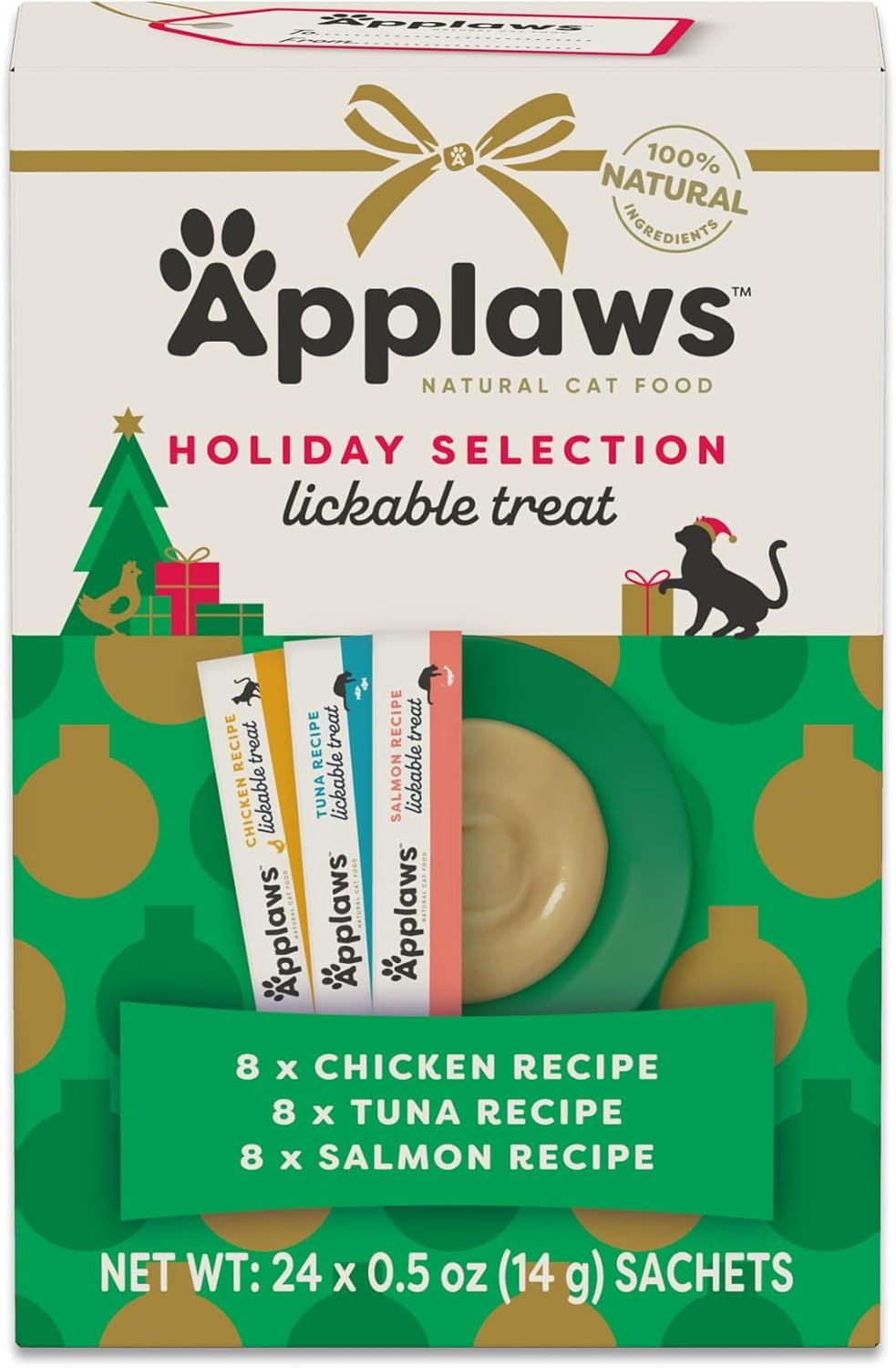 ( 1) Applaws Lickable Cat Treats, Natural Grain-Free Purée, Made with Limited and Natural Ingredients, No Artificial Additives, Chicken &amp; Tuna Squeeze Up Cat Treats (24 x 0.5 oz Sachets) ($14.50 tube)