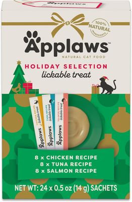 ( 1) Applaws Lickable Cat Treats, Natural Grain-Free Purée, Made with Limited and Natural Ingredients, No Artificial Additives, Chicken &amp; Tuna Squeeze Up Cat Treats (24 x 0.5 oz Sachets) ($14.50 tube)