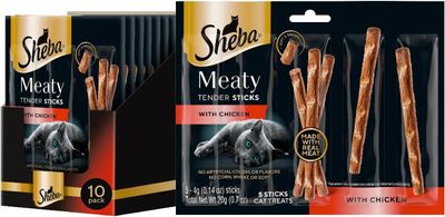 * Sheba Meaty Tender Sticks Chicken Cat Treats, Chicken Flavor, Cat Snacks, 0.14 oz., 5 Count, Pack of 1 (5 Sticks Total) - (works out as $5.60 per stick)