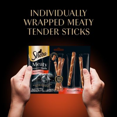 ( 5) Sheba Meaty Tender Sticks Chicken Cat Treats, Chicken Flavor, Cat Snacks, 0.14 oz., 5 Count, Pack of 1 (5 Sticks Total) - (works out as $5.00 per stick)
