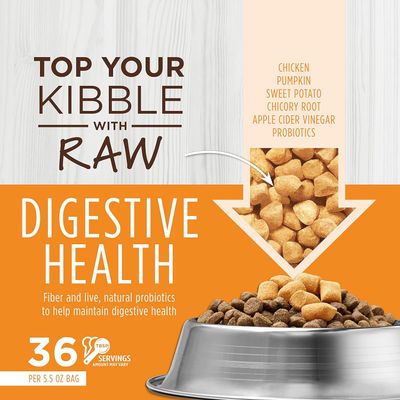 Instinct Raw Boost Mixers, Freeze Dried Cat Food Toppers with Functional Ingredients, Grain Free, Real Chicken - Digestive Health, 5.5 oz Bag