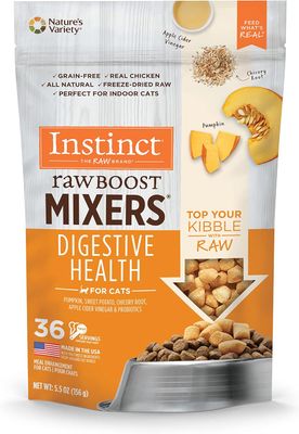 * Instinct Raw Boost Mixers, Freeze Dried Cat Food Toppers with Functional Ingredients, Grain Free, Real Chicken - Digestive Health, 5.5 oz Bag