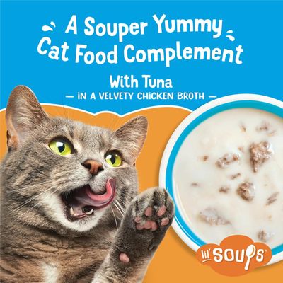 Purina Friskies Natural, Grain Free Wet Cat Food Complement, Lil' Soups; TUNA in Chicken Broth - TTD $166.00 (works out as $20.75 per tub - NOT sold individually)