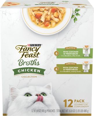 Purina Fancy Feast Limited Ingredient Wet Cat Food Complement Variety Pack, BROTHS CHICKEN COLLECTION - (12) 1.4 oz. Pouches (works out as $20 per pouch)