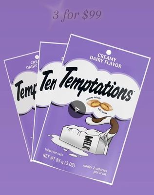 ( 1) SET OF 3 TEMPTATIONS * Classic Crunchy and Soft Cat Treats, Creamy Dairy, Size: 3 Ounce - Expiry 04.07.2026