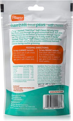 Hartz Hairball Remedy Plus Chicken Flavored Soft Chews for Cats and Kittens; Size: 3 Ounce (Pack of 1)